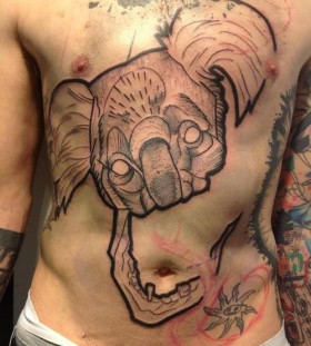 Cool koala's head chest tattoo