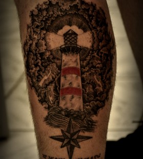 Cool lighthouse leg tattoo