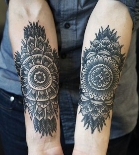 Cool mandala arm tattoos by Philip Yarnell