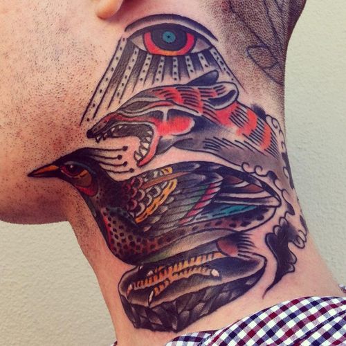 Cool neck tattoo by James McKenna