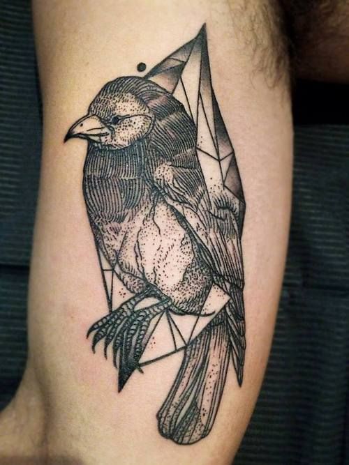 Cool raven tattoo by Michele Zingales