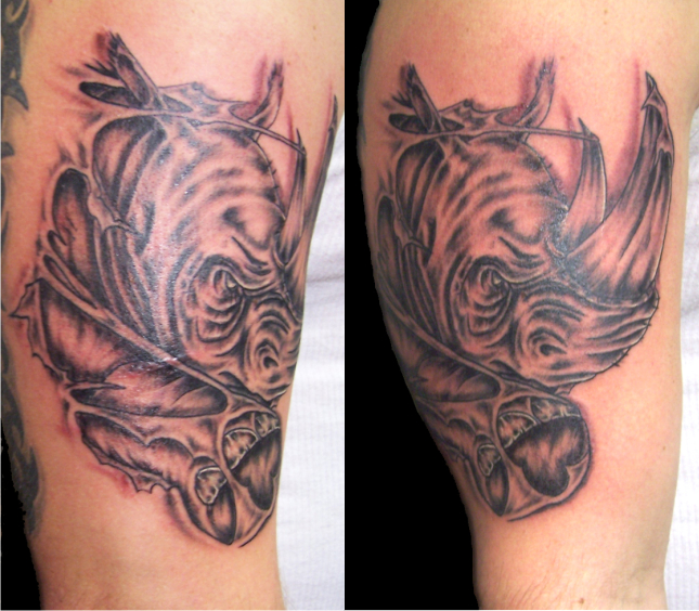 Cool rhino arm tattoo