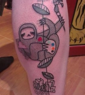 Cool sloth leg tattoo