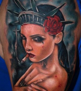 Cool statue of liberty tattoo by Kyle Cotterman