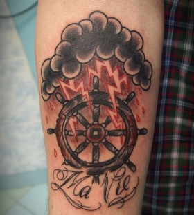 Cool wheel and lightening tattoo