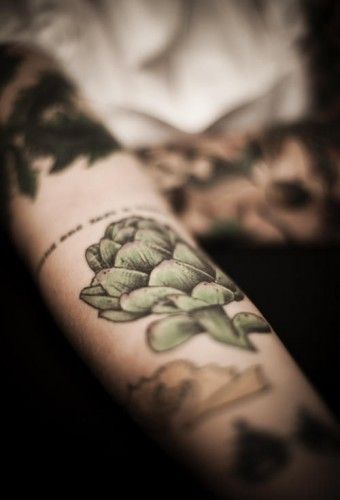 Crazy green food tattoo