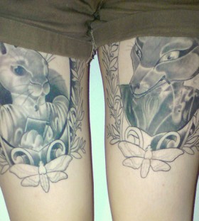 Creative bunny and fox frame tattoos