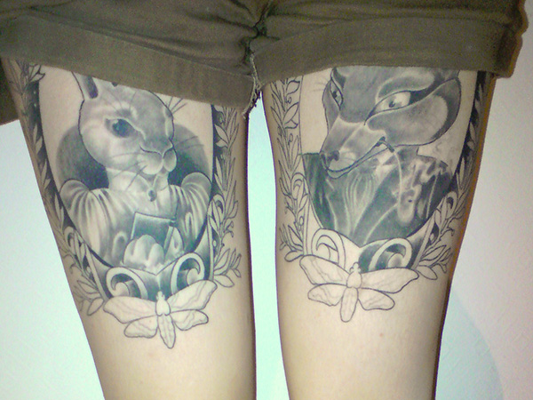 Creative bunny and fox frame tattoos