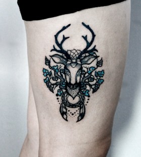 Creative deer tattoo design