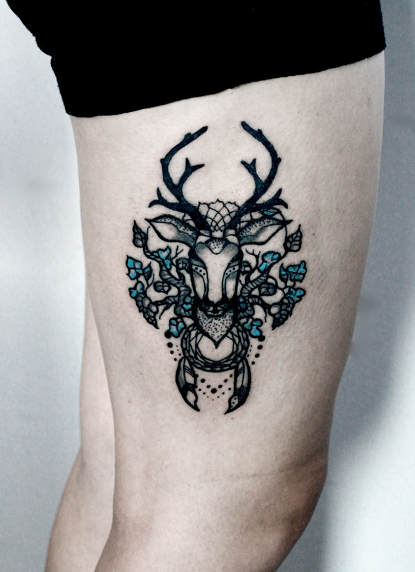 Creative deer tattoo design