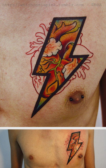 Creative lightning bolt tattoo