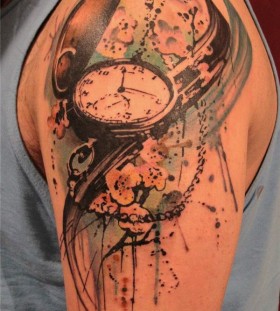 Creative pocket watch tattoo