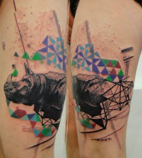 Creative rhino leg tattoo