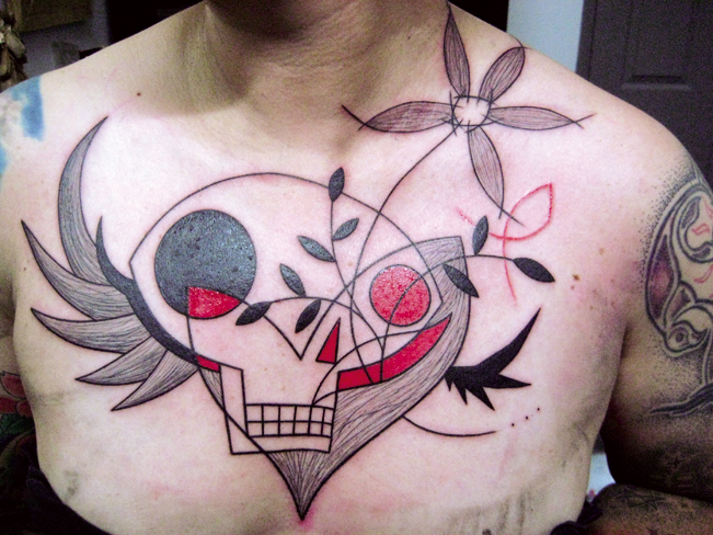 Creative skull tattoo by Yann Black