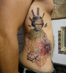 Creative xoil side tattoo