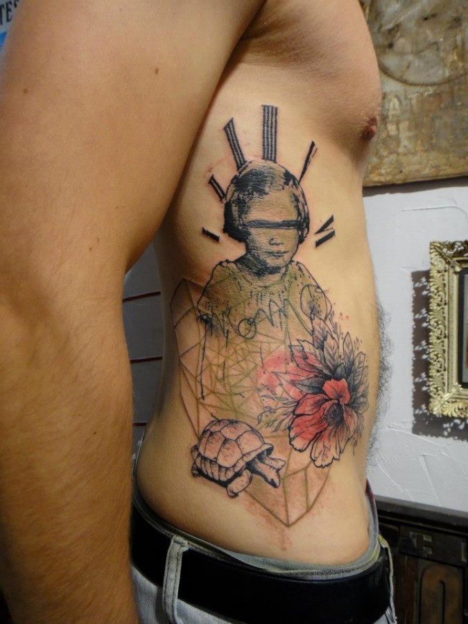 Creative xoil side tattoo