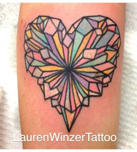 Crystal heart tattoo by lauren winzer