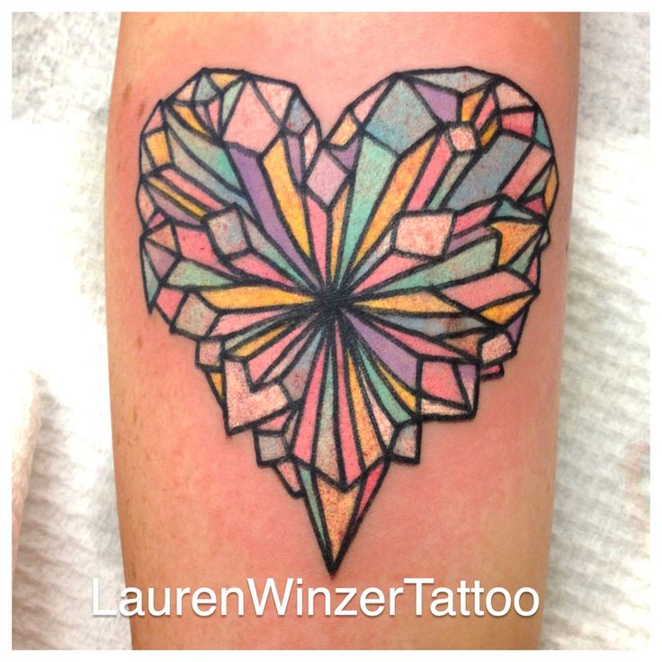 Crystal heart tattoo by lauren winzer