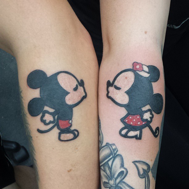 Cute Minnie and Mickey tattoos