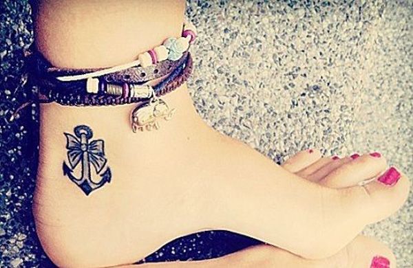 Cute anchor ankle tattoo