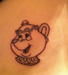 Cute cartoon teapot tattoo