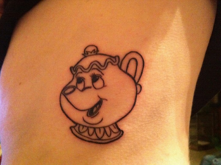 Cute cartoon teapot tattoo