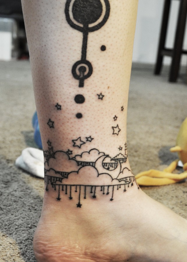 Cute clouds ankle tattoo