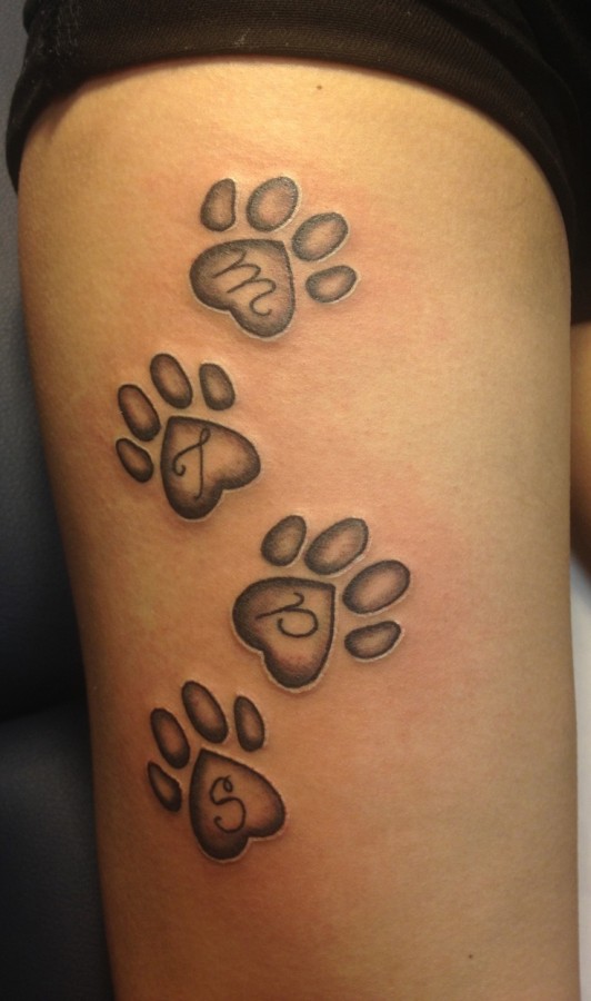 Cute heart paws tattoo