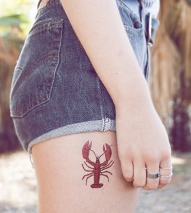 Cute small lobster tattoo