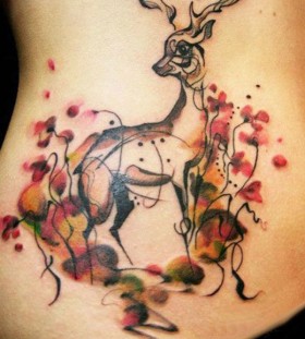 Deer watercolor tattoo Deer watercolor tattoo