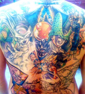 Dragon ball characters back tattoo