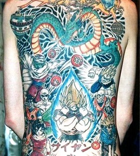 Dragon ball theme back tattoo