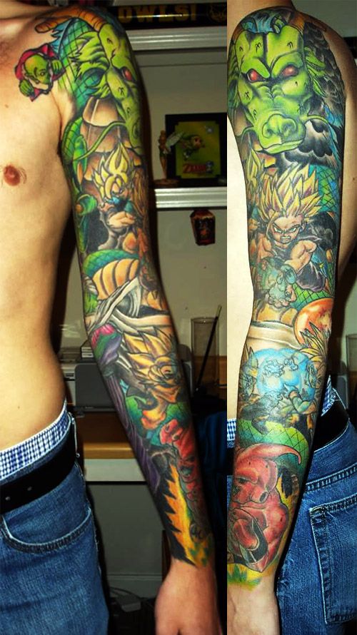 Dragonball theme full arm tattoo