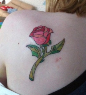 Enchanted rose back tattoo