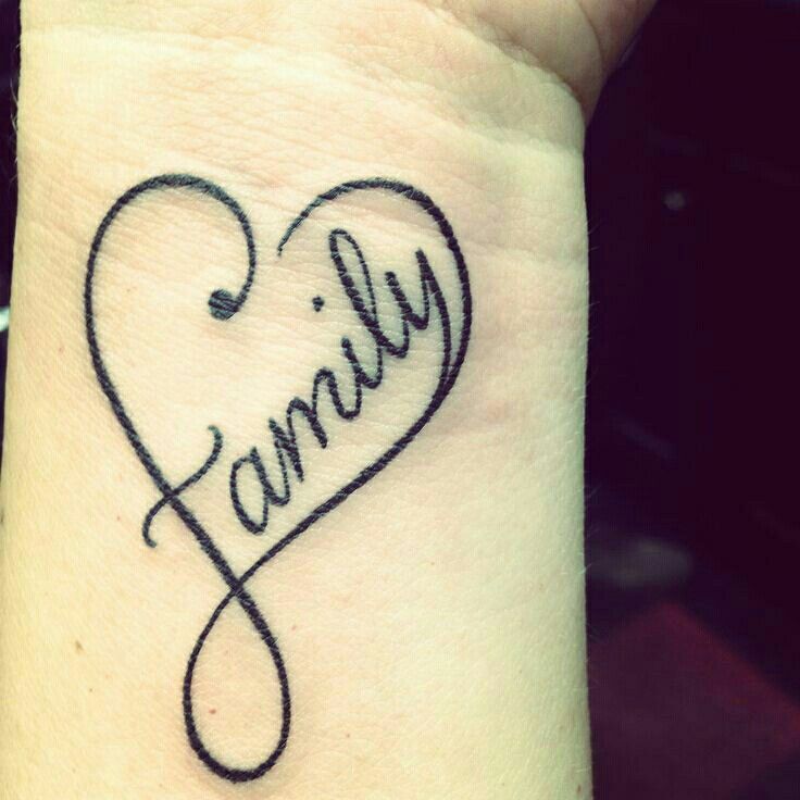 Family heart wrist tattoo