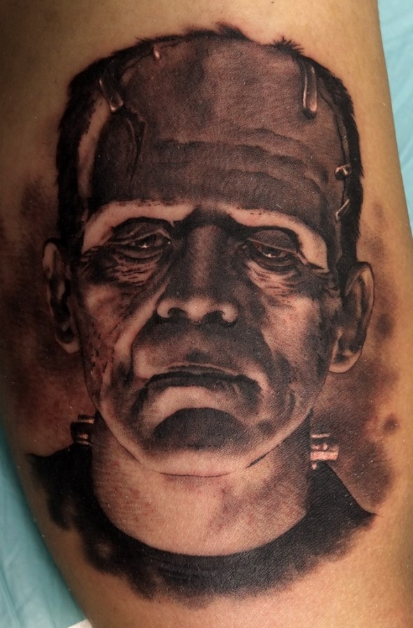 Frankenstein tattoo by Xavier Garcia Boix