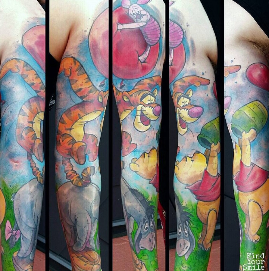 Watercolor Sleeve Tattoos