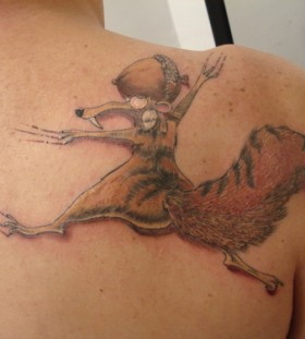 Funny Scrat back tattoo