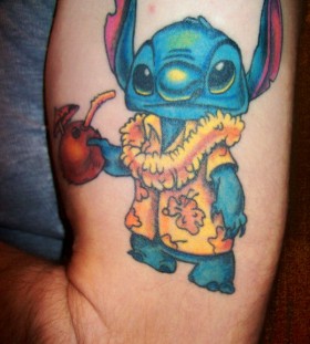 Funny Stitch arm tattoo