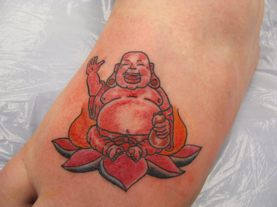 Funny buddha foot tattoo