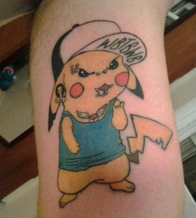 Funny pikachu arm tattoo