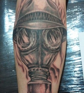 Gas mask with hat tattoo