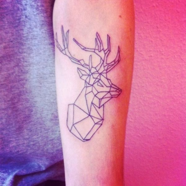 Geometric deer arm tattoo