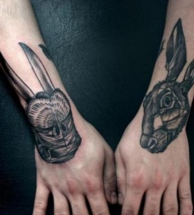 Geometric rabbits head tattoo
