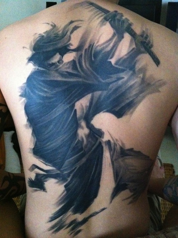 Ghost samurai back tattoo