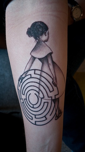 Girl and maze tattoo