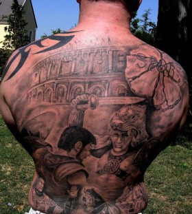 Gladiator full back tattoo