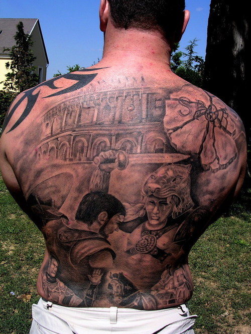 Gladiator full back tattoo