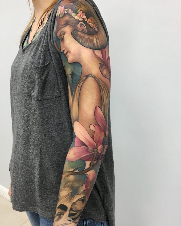 Watercolor Sleeve Tattoos