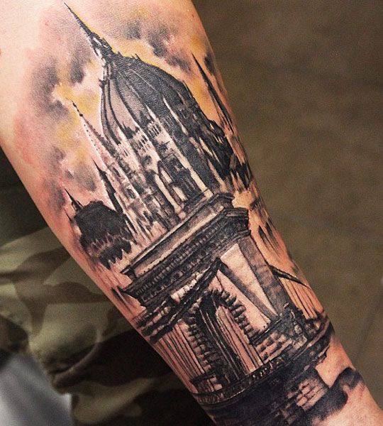 Gorgeous black architecture tattoo